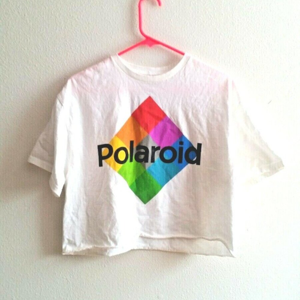 Polarioid Stranger things 1970's 80's style vintage white crop top.